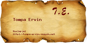 Tompa Ervin névjegykártya